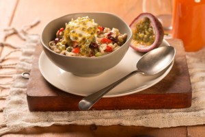 Gluten free bircher muesli with coconut yoghurt, passionfruit, chia and goji berries_H